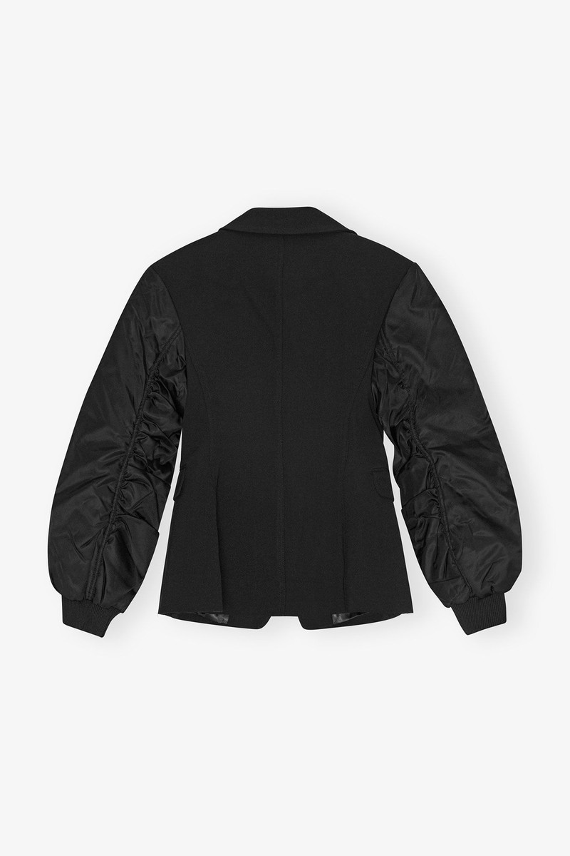 BLACK BONDED CREPE MIX JACKET 7
