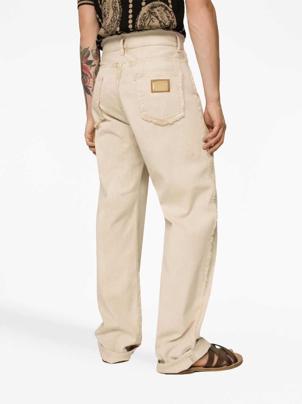 frayed-trim loose-fit jeans - 5
