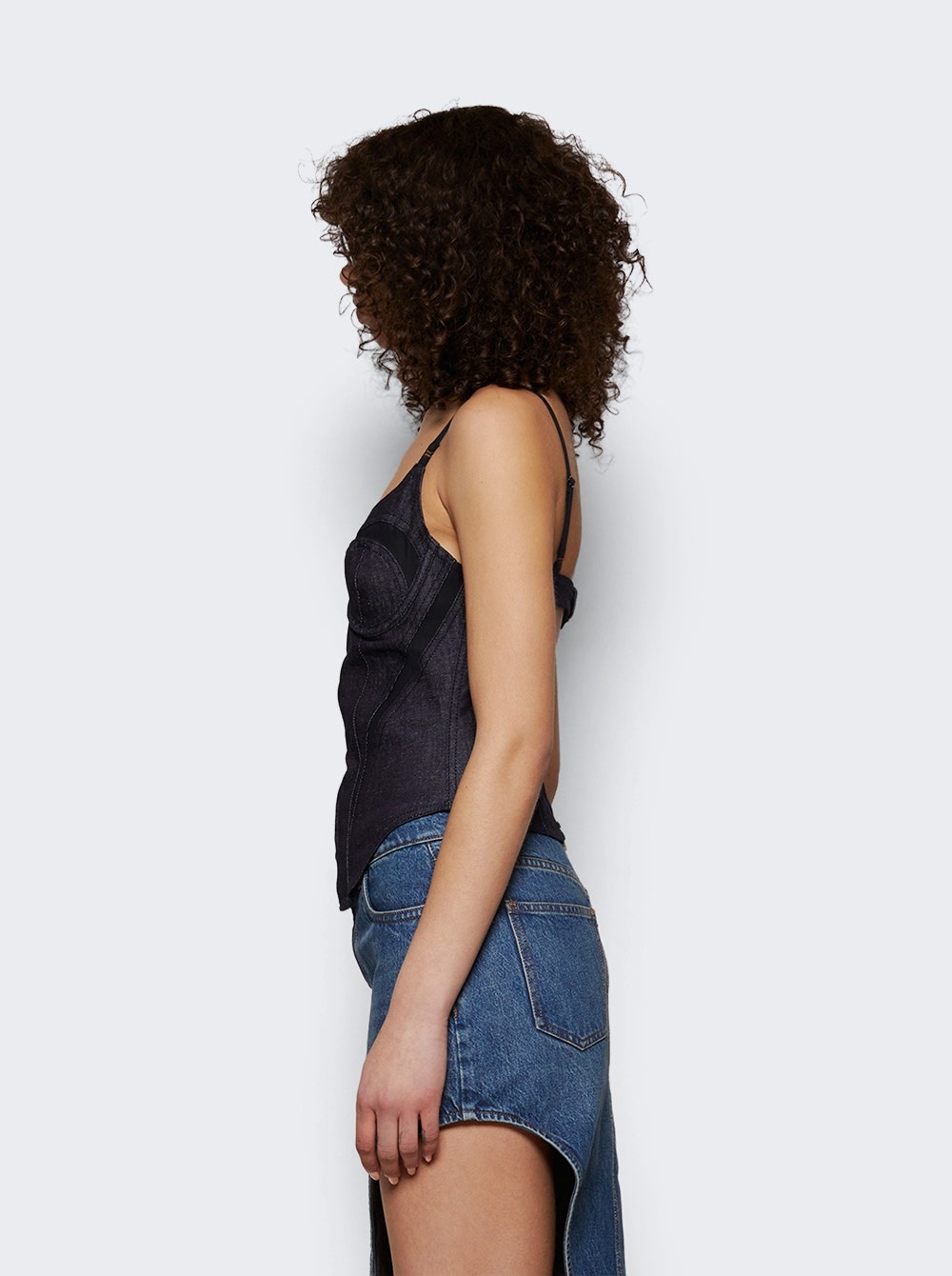 Corset Denim Top Raw Blue And Black - 3