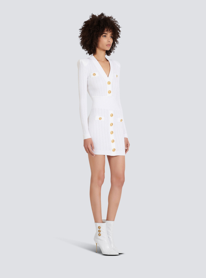 Short eco-designed knit dress with gold-tone buttons 3