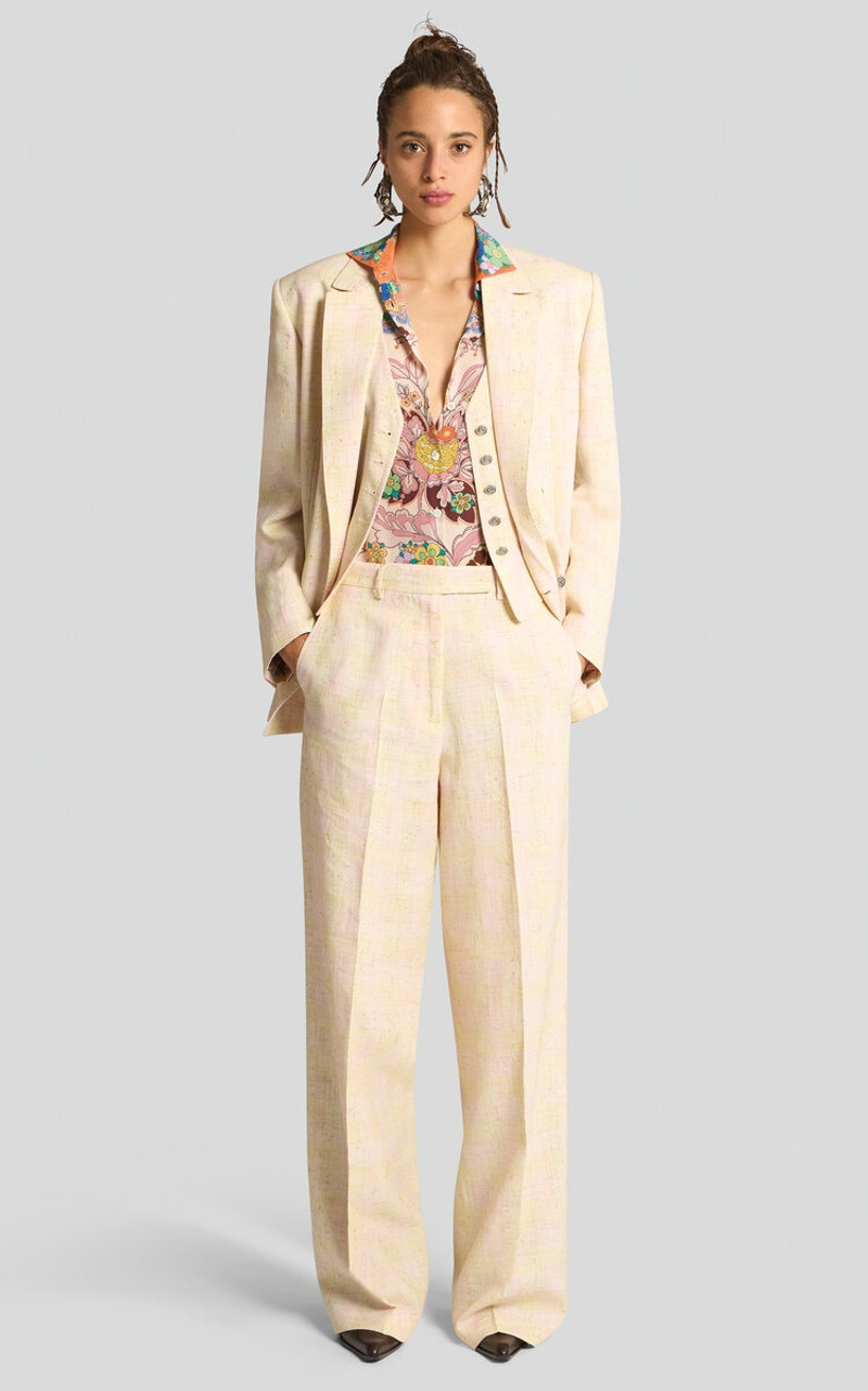 Etro Linen-Blend Wide-Leg Pants tan outlook