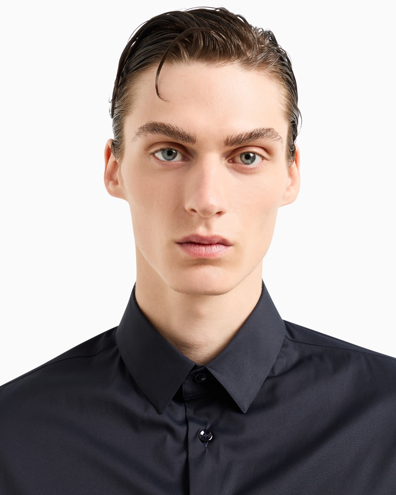Stretch fabric shirt with collar stays - 5