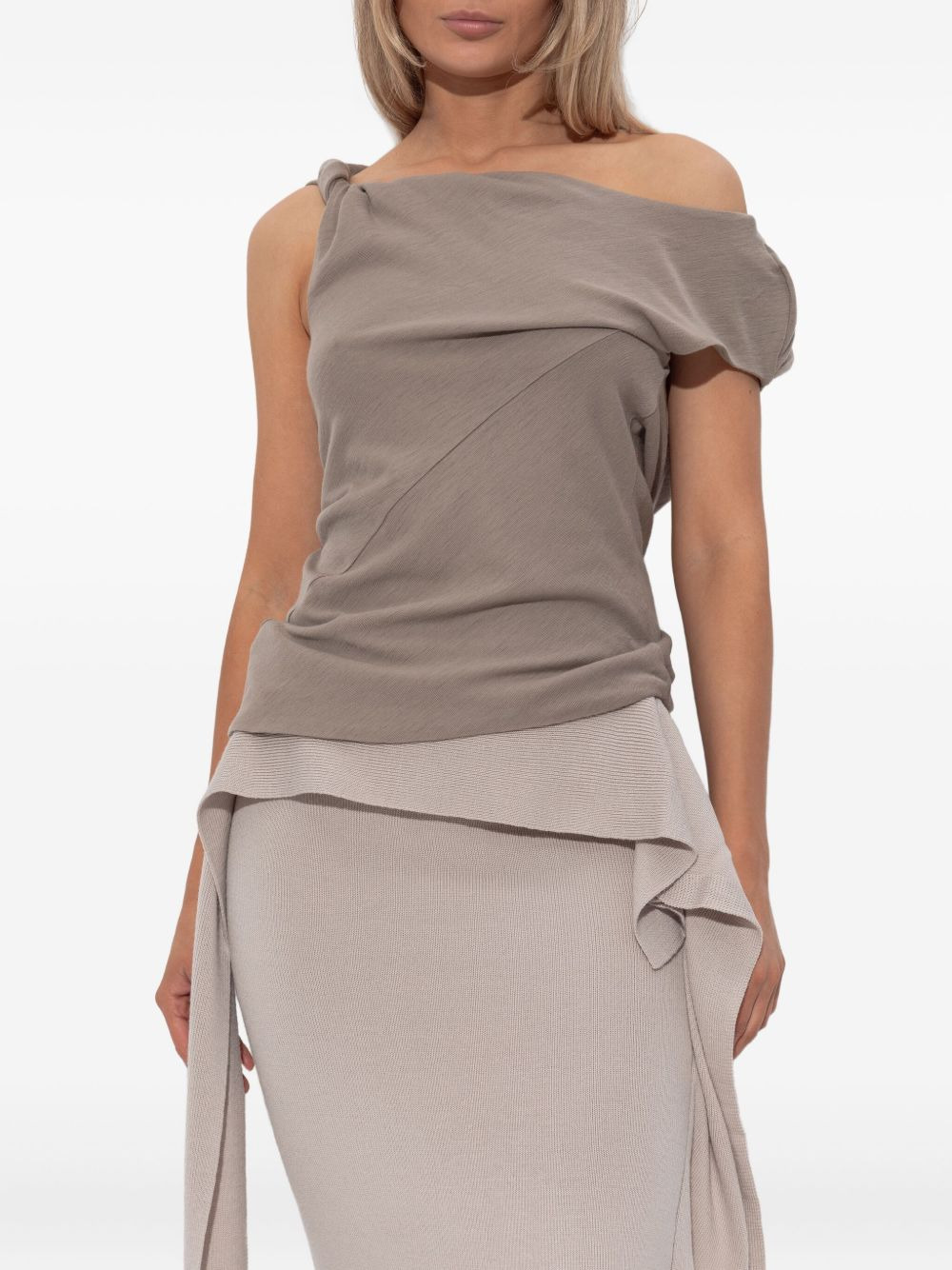 one-shoulder draped top - 3