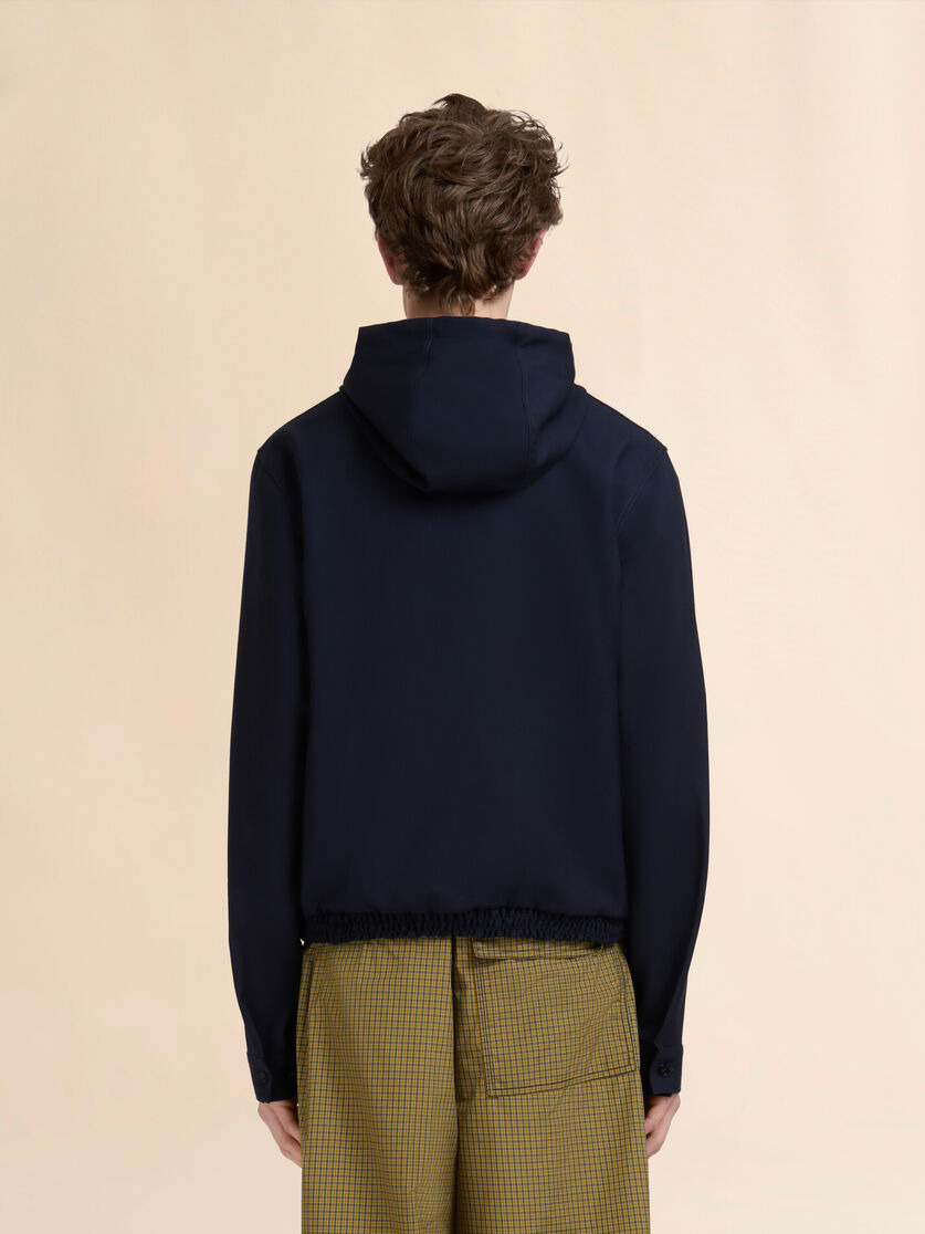 DEEP BLUE WOOL HOODED SHIRT WITH MARNI MENDING - 3