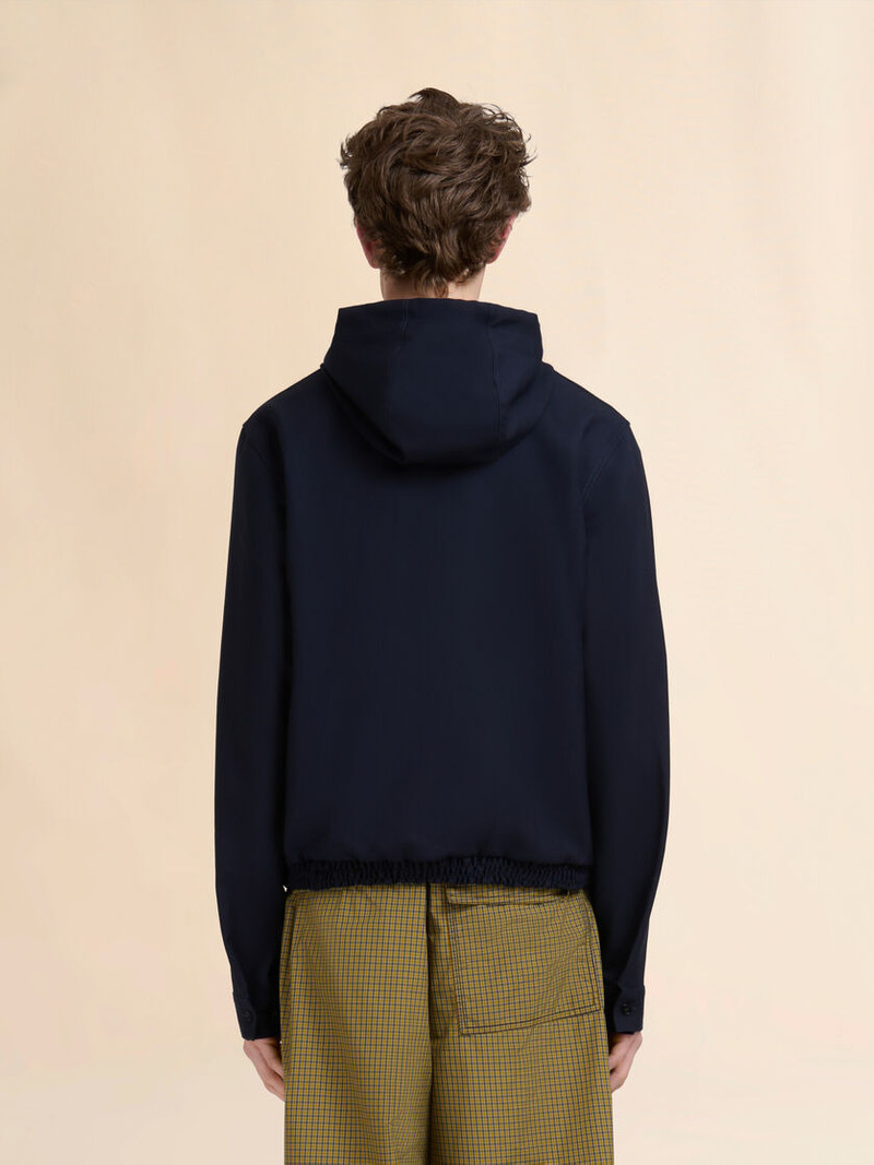 DEEP BLUE WOOL HOODED SHIRT WITH MARNI MENDING 3