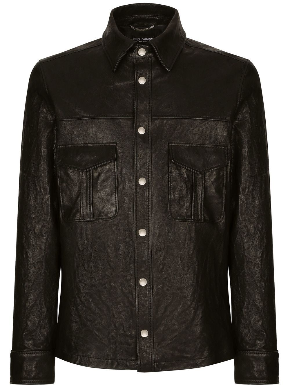 leather button-down shirt - 1