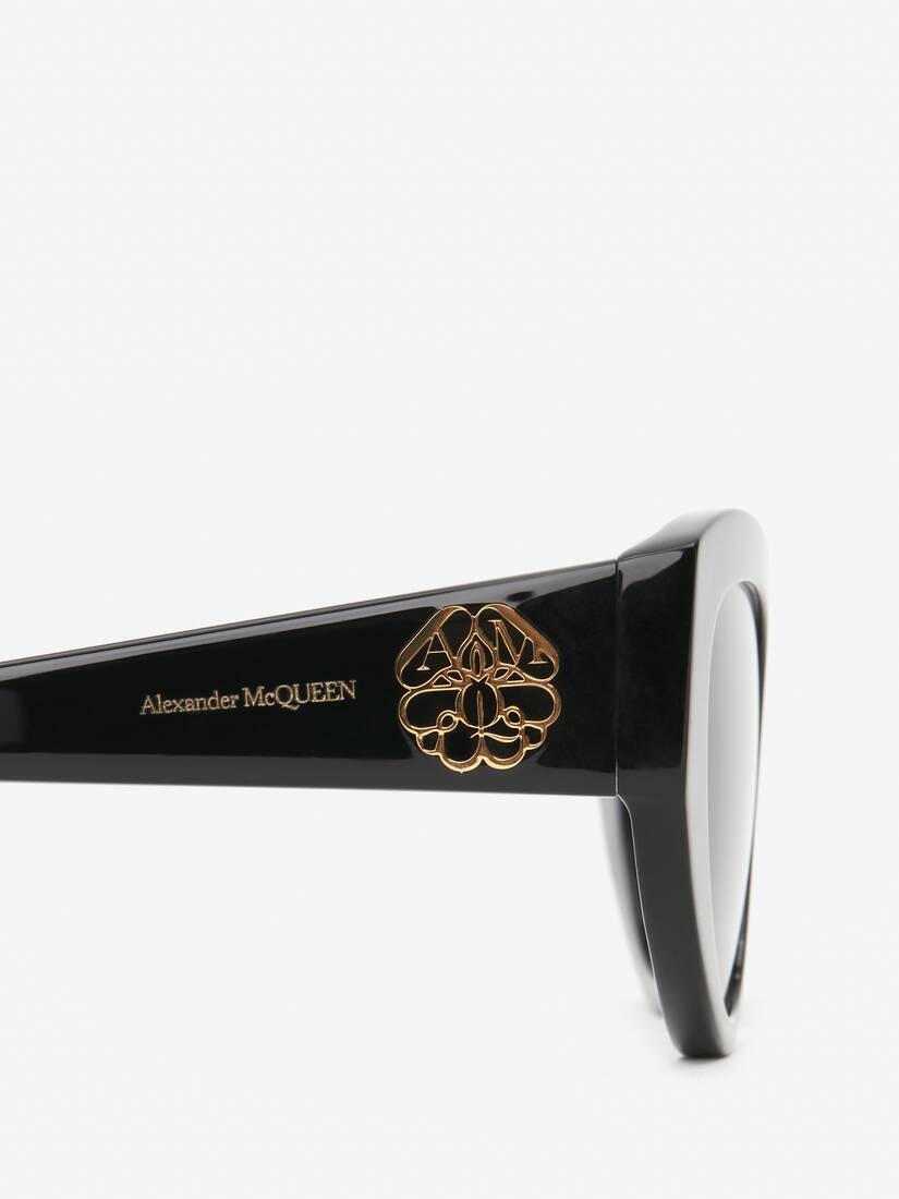 Women's Seal Logo Cat-eye Sunglasses in Black - 4