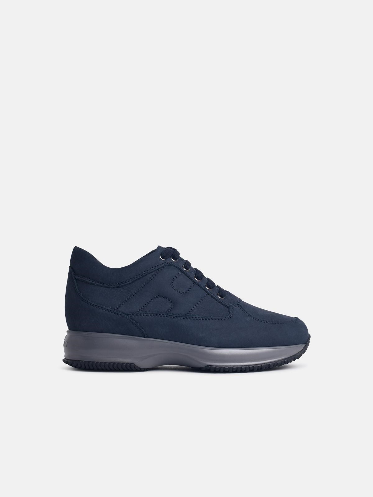 'INTERACTIVE' BLUE NUBUCK LEATHER SNEAKERS - 1