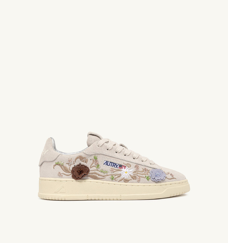 DALLAS LOW 'FLORAL' SNEAKERS IN WHITE SUEDE 1