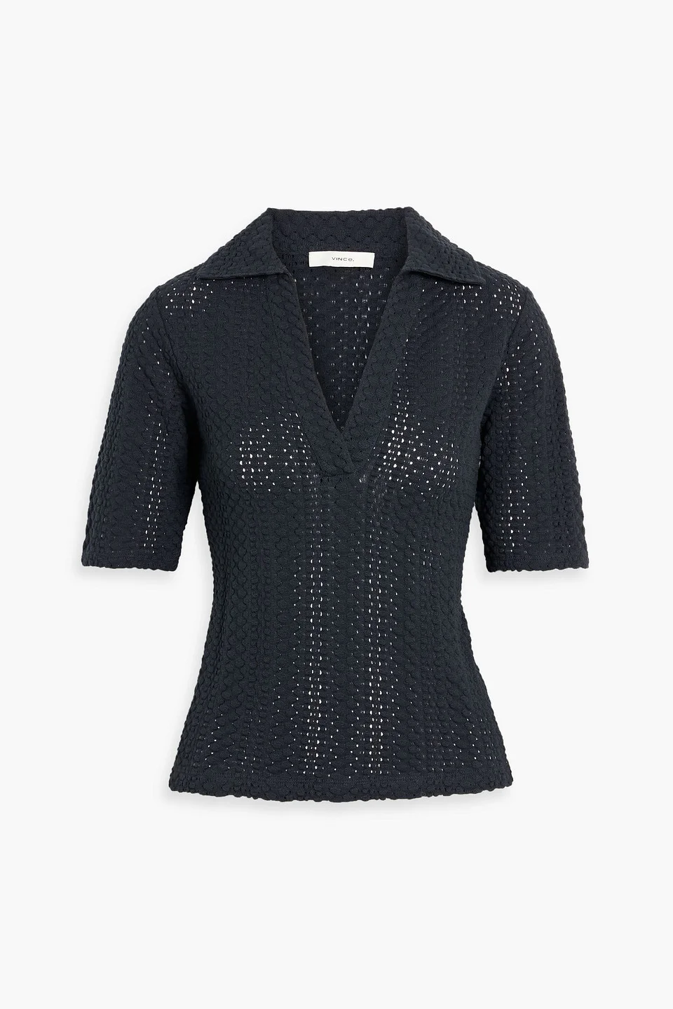 Crocheted cotton polo shirt - 1