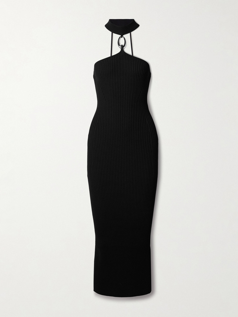 Arya Embellished Ribbed-knit Midi Dress 1
