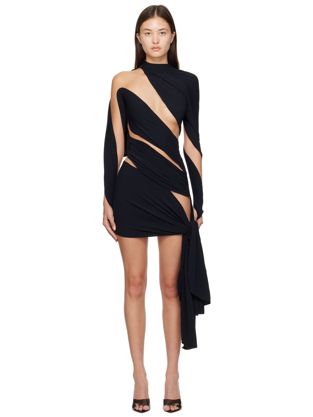 Black Wrap Minidress - 1
