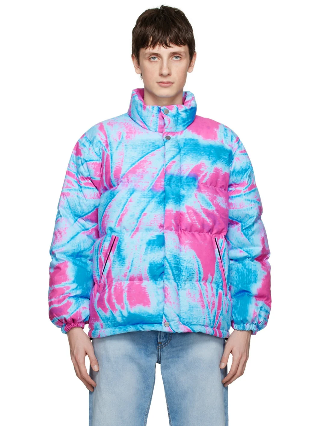 Blue & Pink Embroidered Jacket - 1