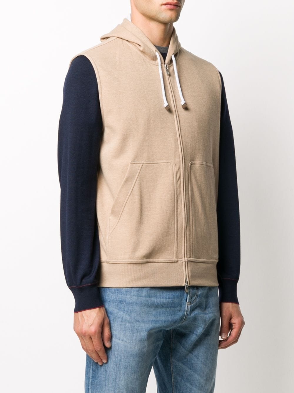 hooded zip-up gilet - 3