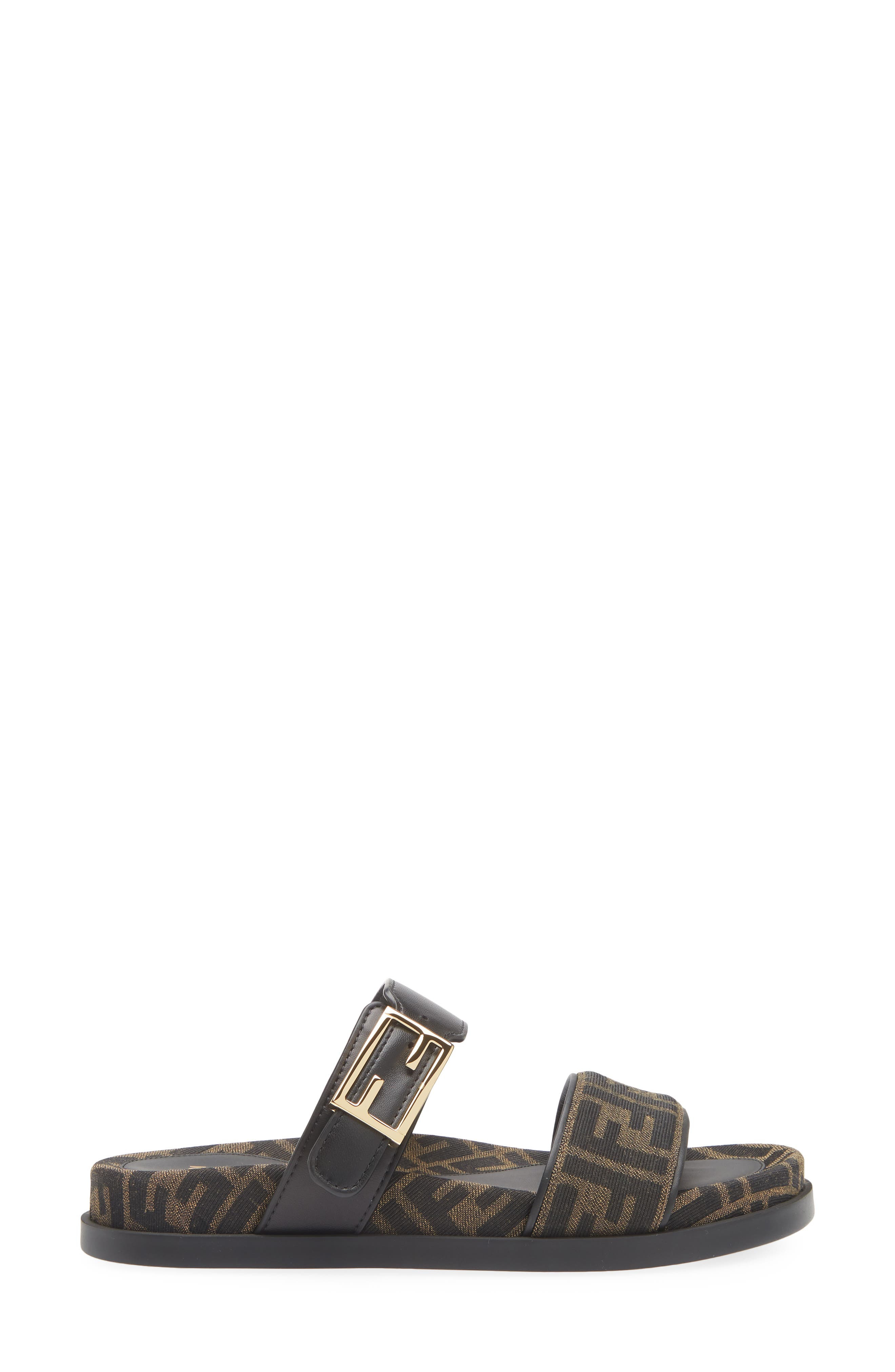 Fendi Feel FF Double Band Slide Sandal in Tabacco Nero/Nero at Nordstrom - 2