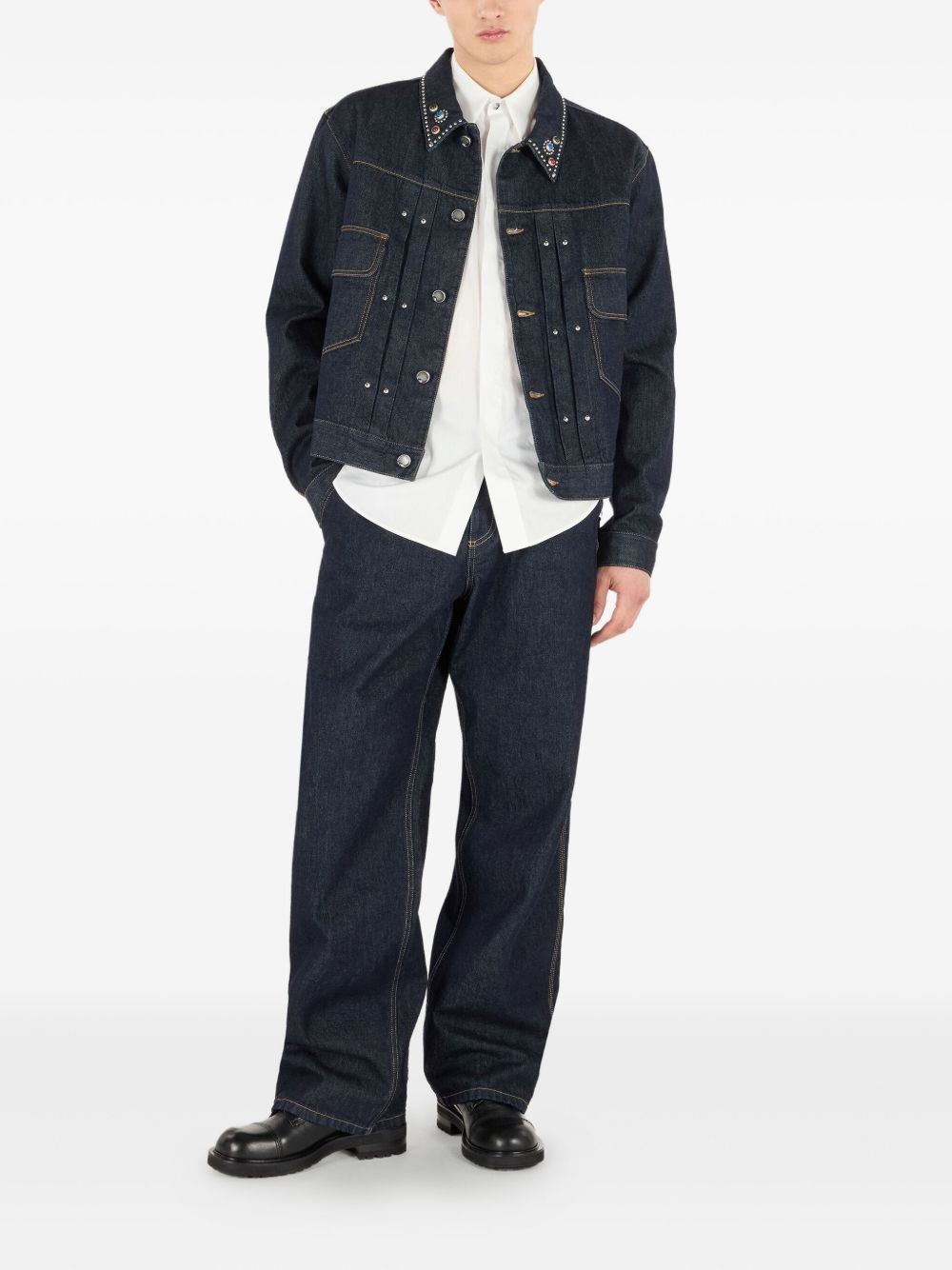 stud-embellished denim jacket - 2