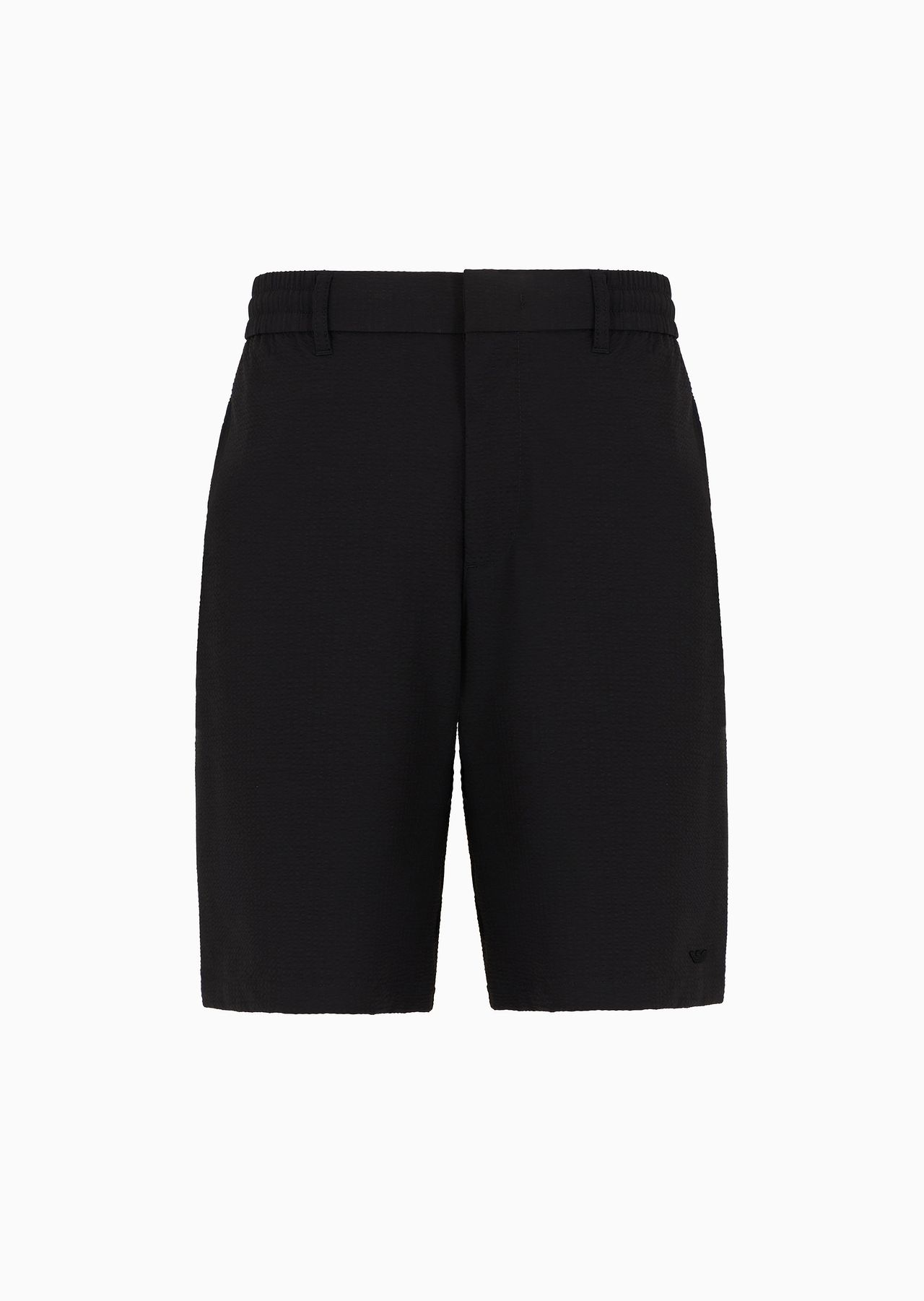 Technical seersucker, elasticated-waist chino Bermuda shorts - 1