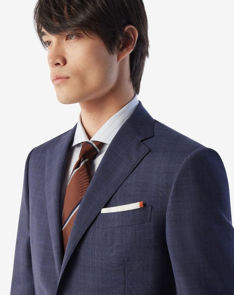 CORNELIANI Regimental rusty brown silk tie outlook