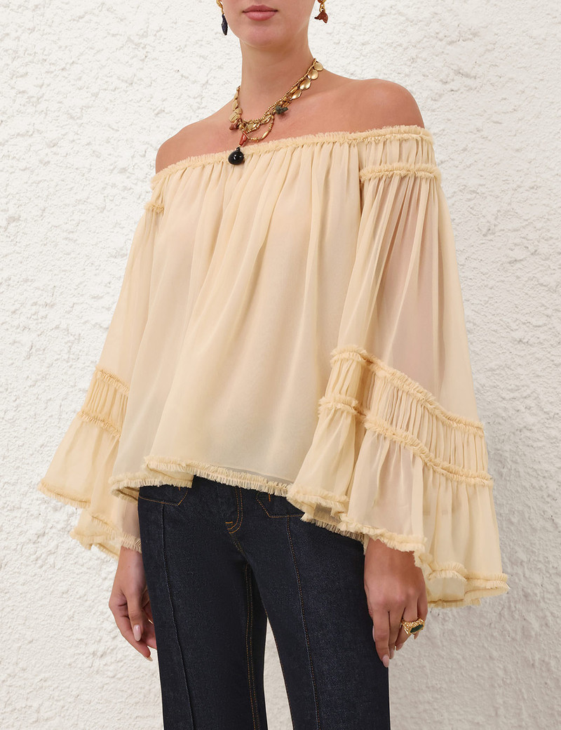 Zimmermann REBELLION FRAY FLUTTER BLOUSE outlook