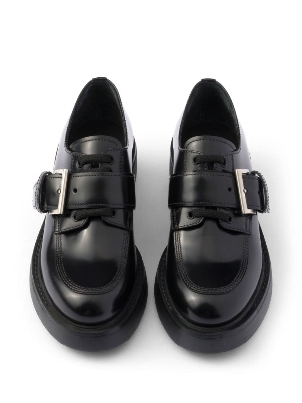 Brushed leather lace-up shoes - 5