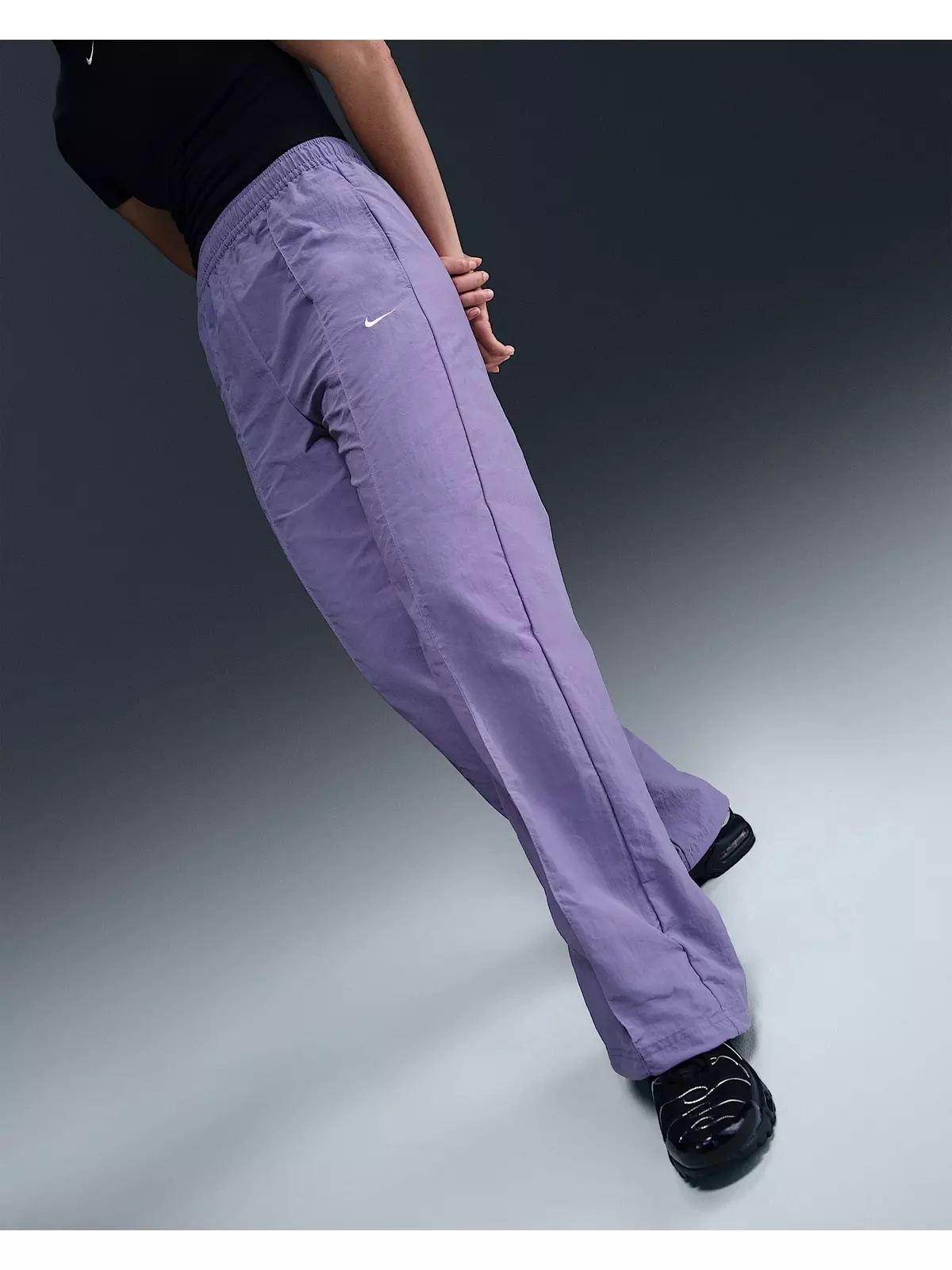 Women's Sportswear Trend Woven Mid-Rise Open-Hem Pants -Purple - 3