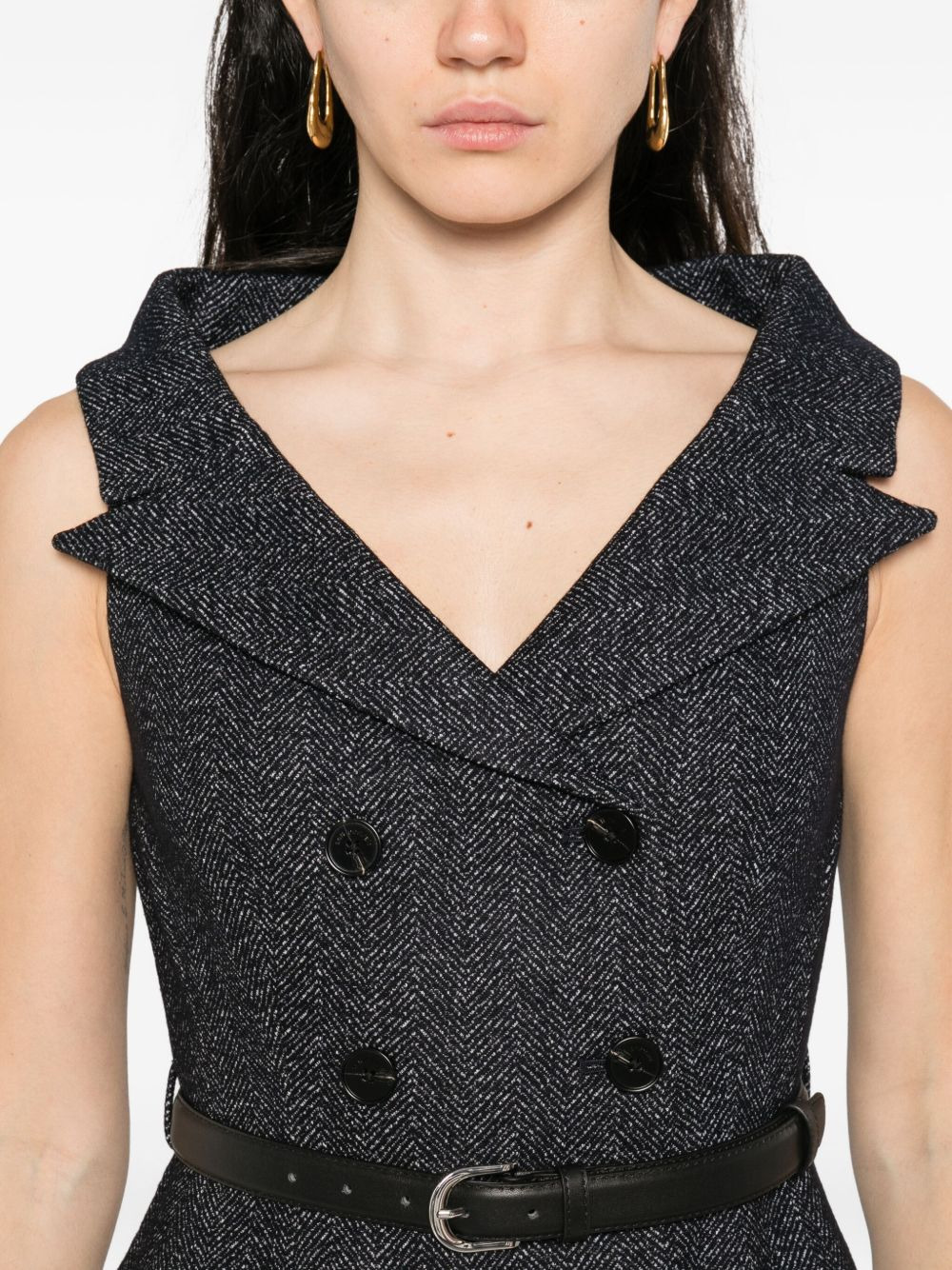 double-breasted belted dress - 5