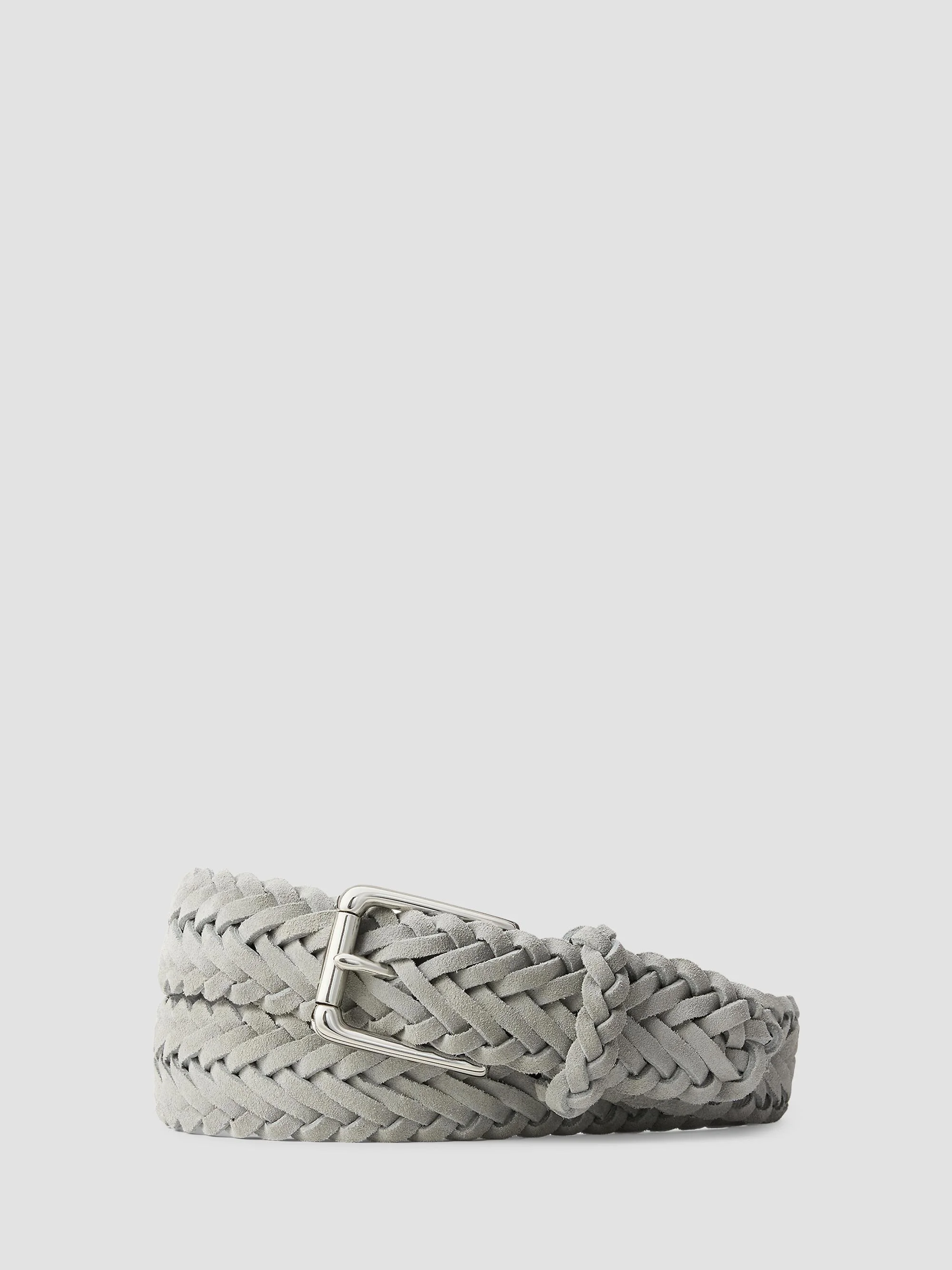 Men's Braided Suede Belt - Pearl Grey - 1