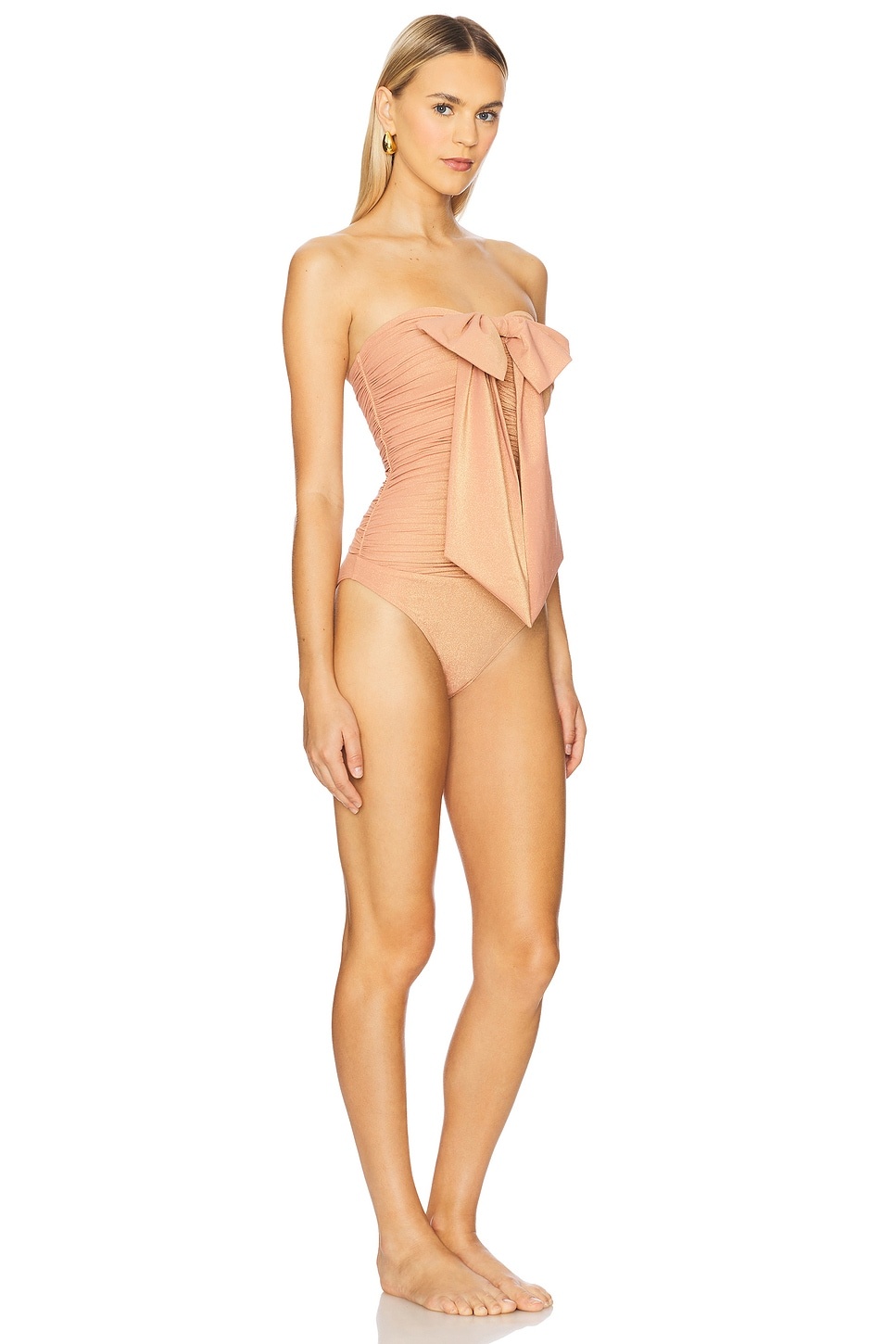 Coco Metallic Drape Bow One Piece Swimsuit - 3