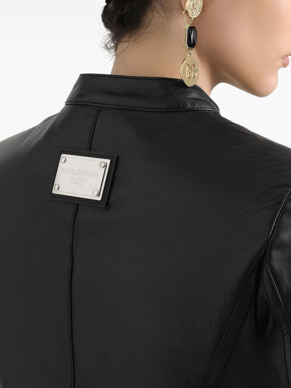 biker-style leather jacket - 5