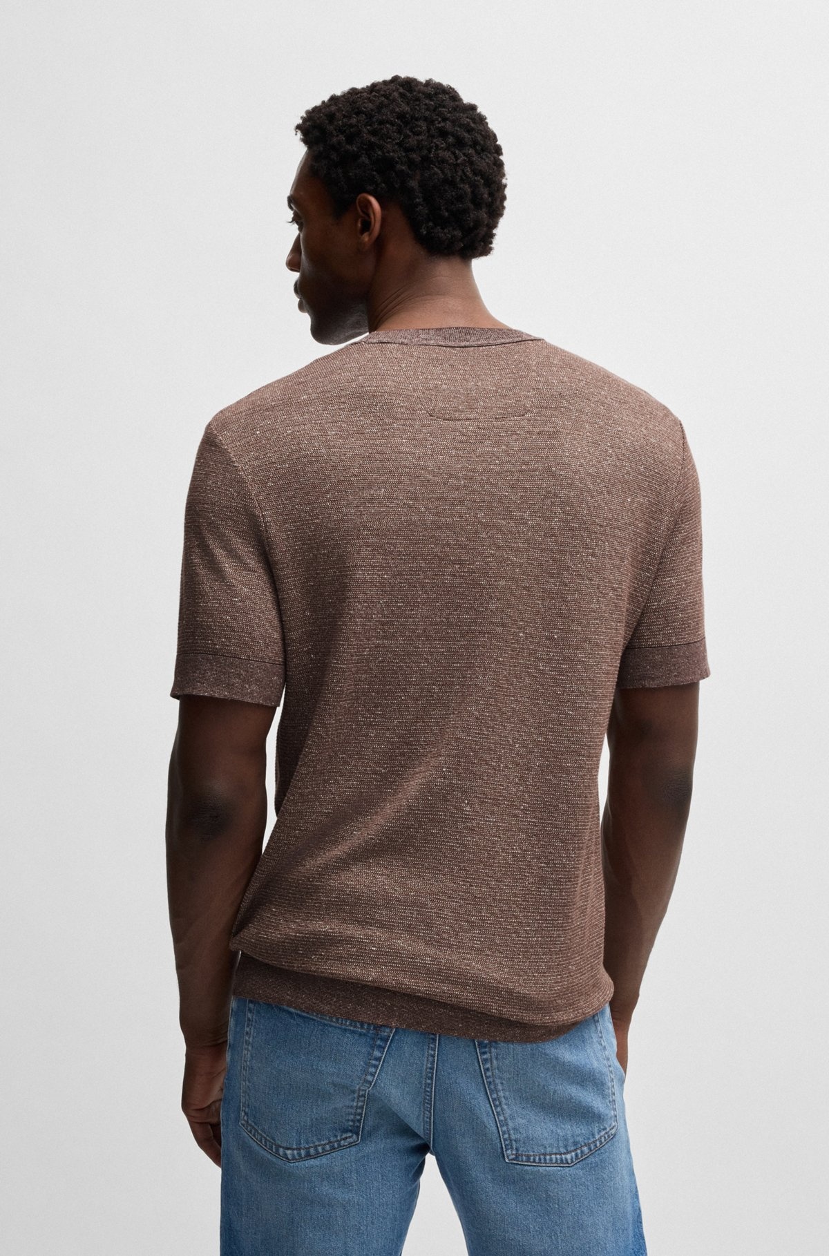REGULAR-FIT T-SHIRT IN COTTON, LINEN AND SILK - 5