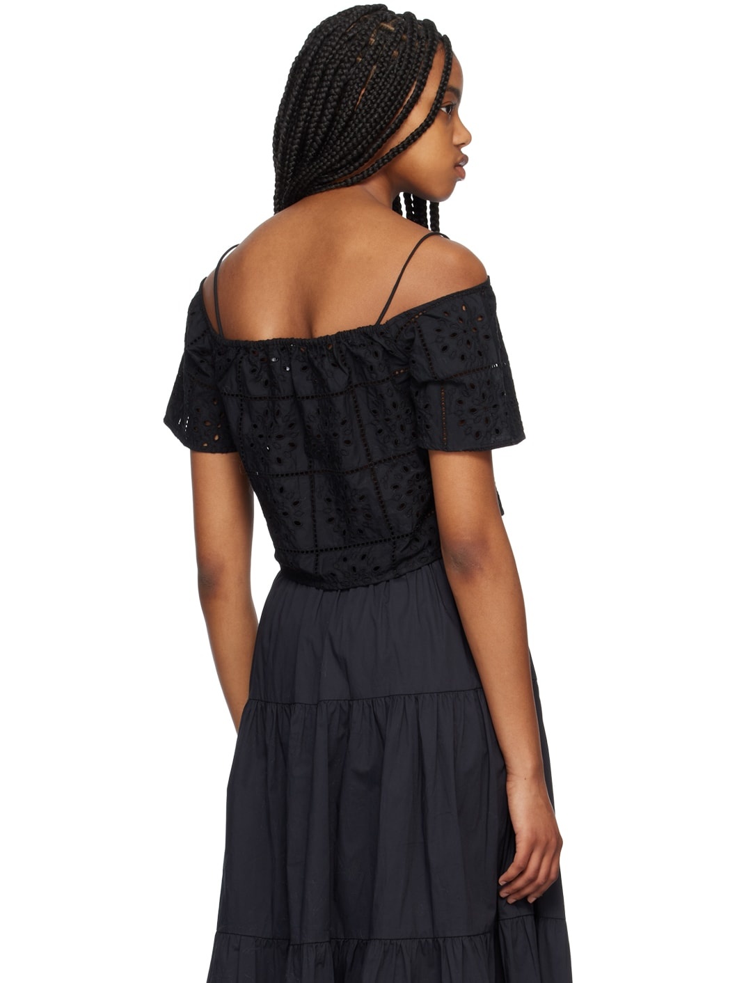 Black Sweetheart Neck Blouse - 3