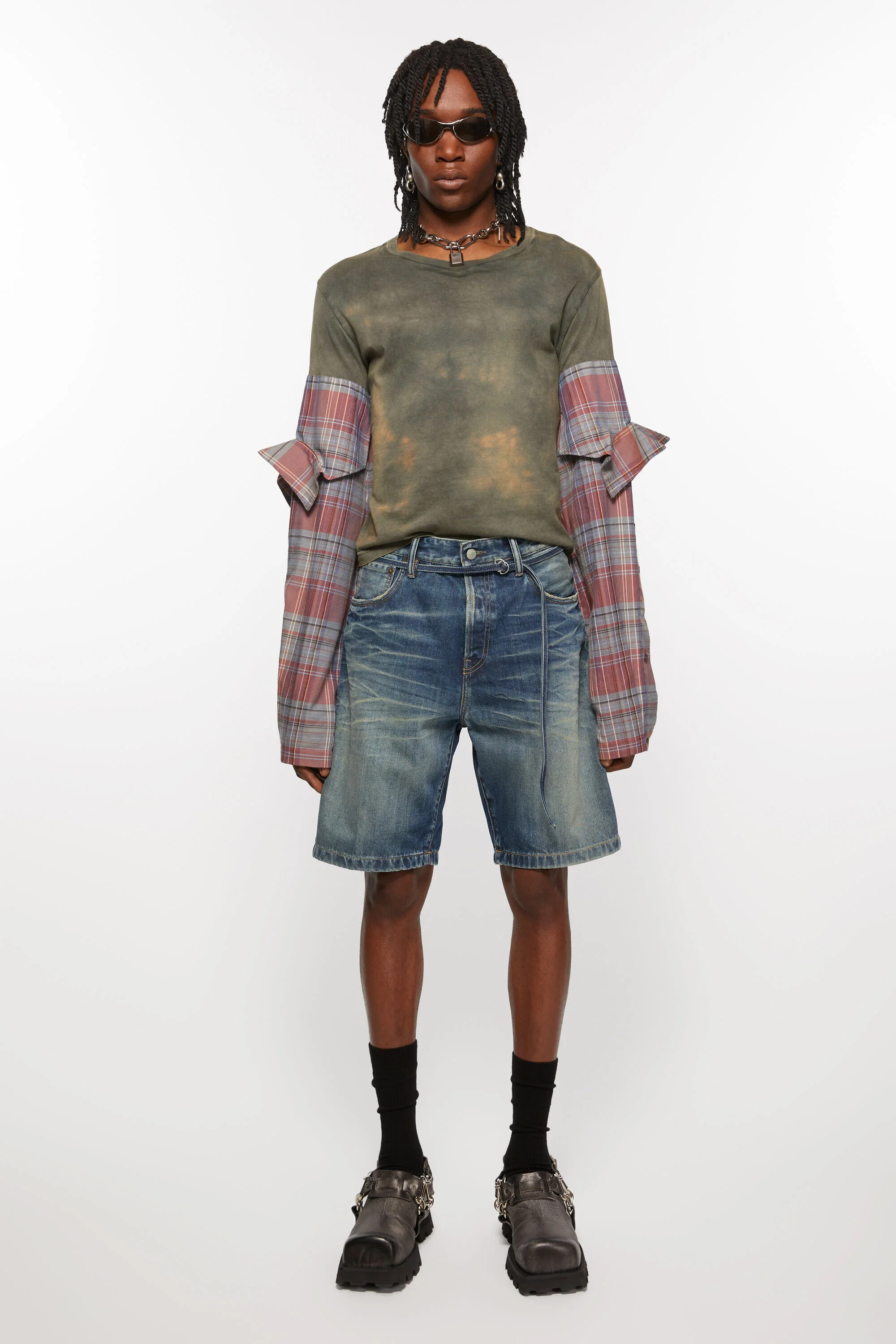 Loose fit denim shorts - Mid Blue - 2