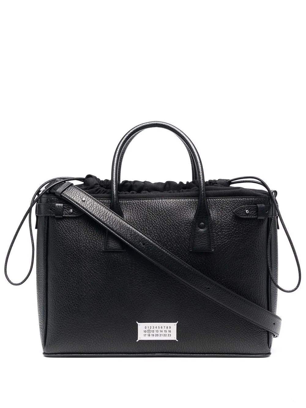 grained leather tote - 1