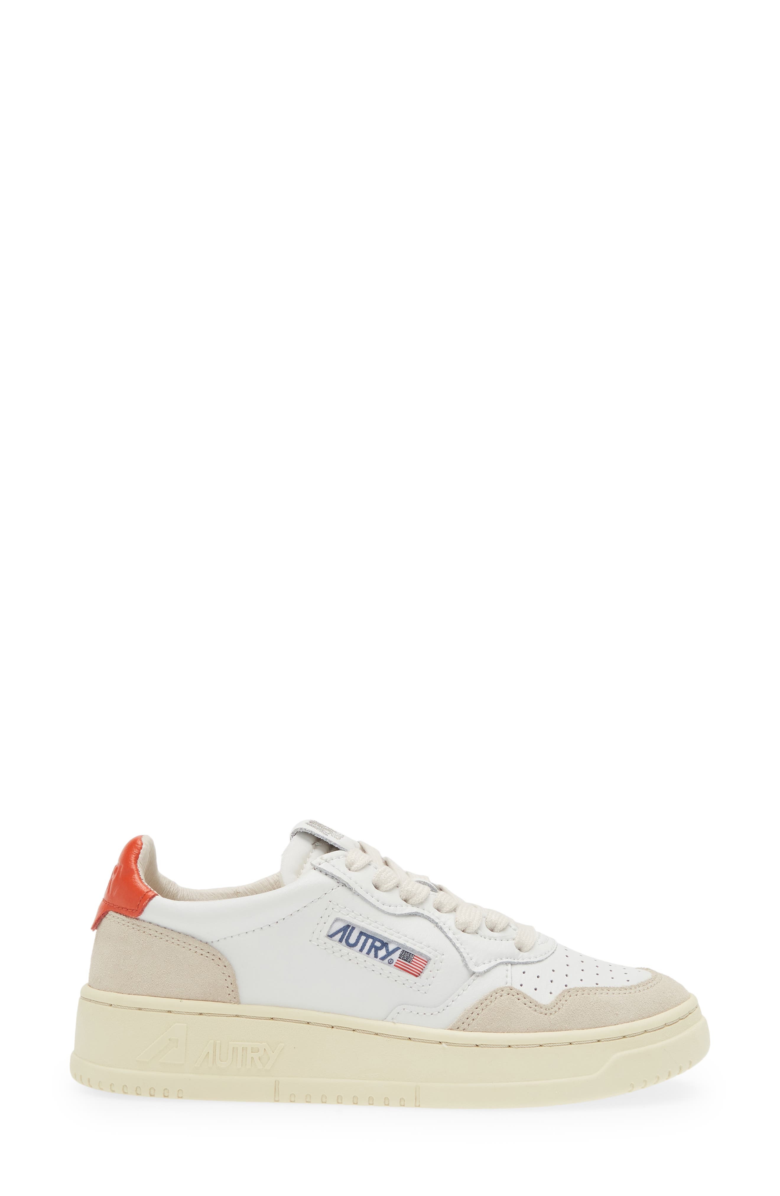 AUTRY Medalist Low Sneaker in White/Orange at Nordstrom - 3