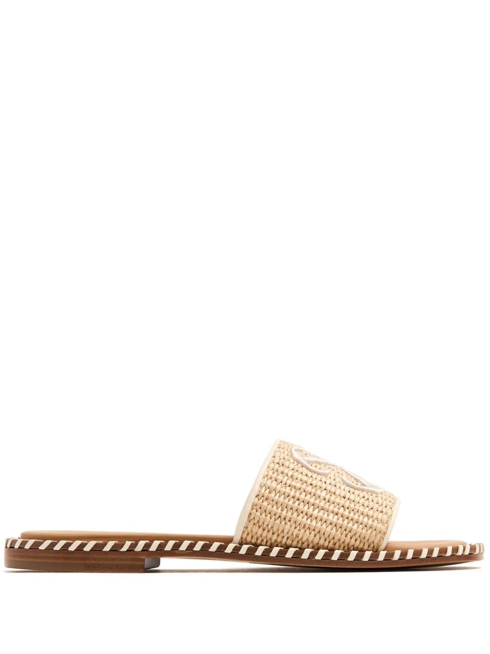 Twist Arrow-embroidered raffia slides - 1