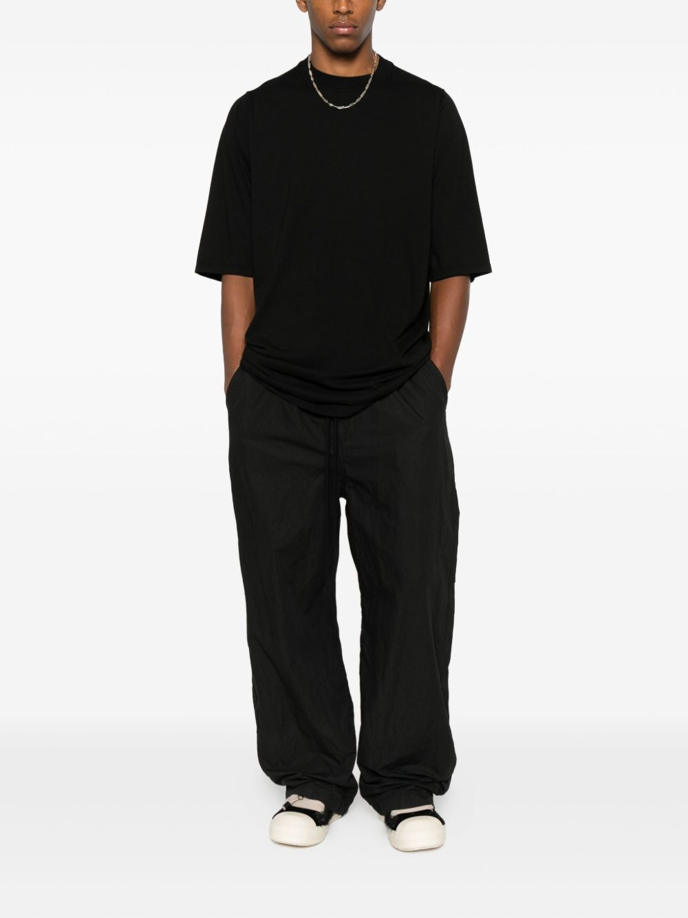 elastic-waist straight-leg trousers - 2