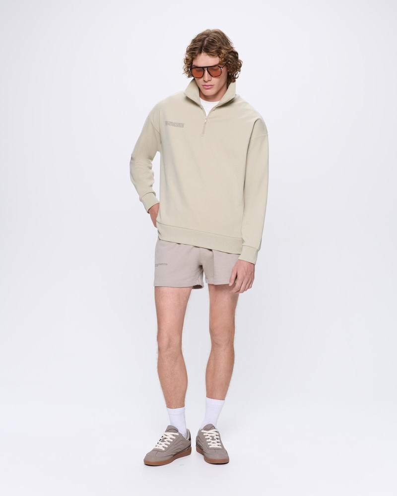 PANGAIA Mens DNA Double Jersey Half Zip Sweatshirt - Maitake Beige outlook