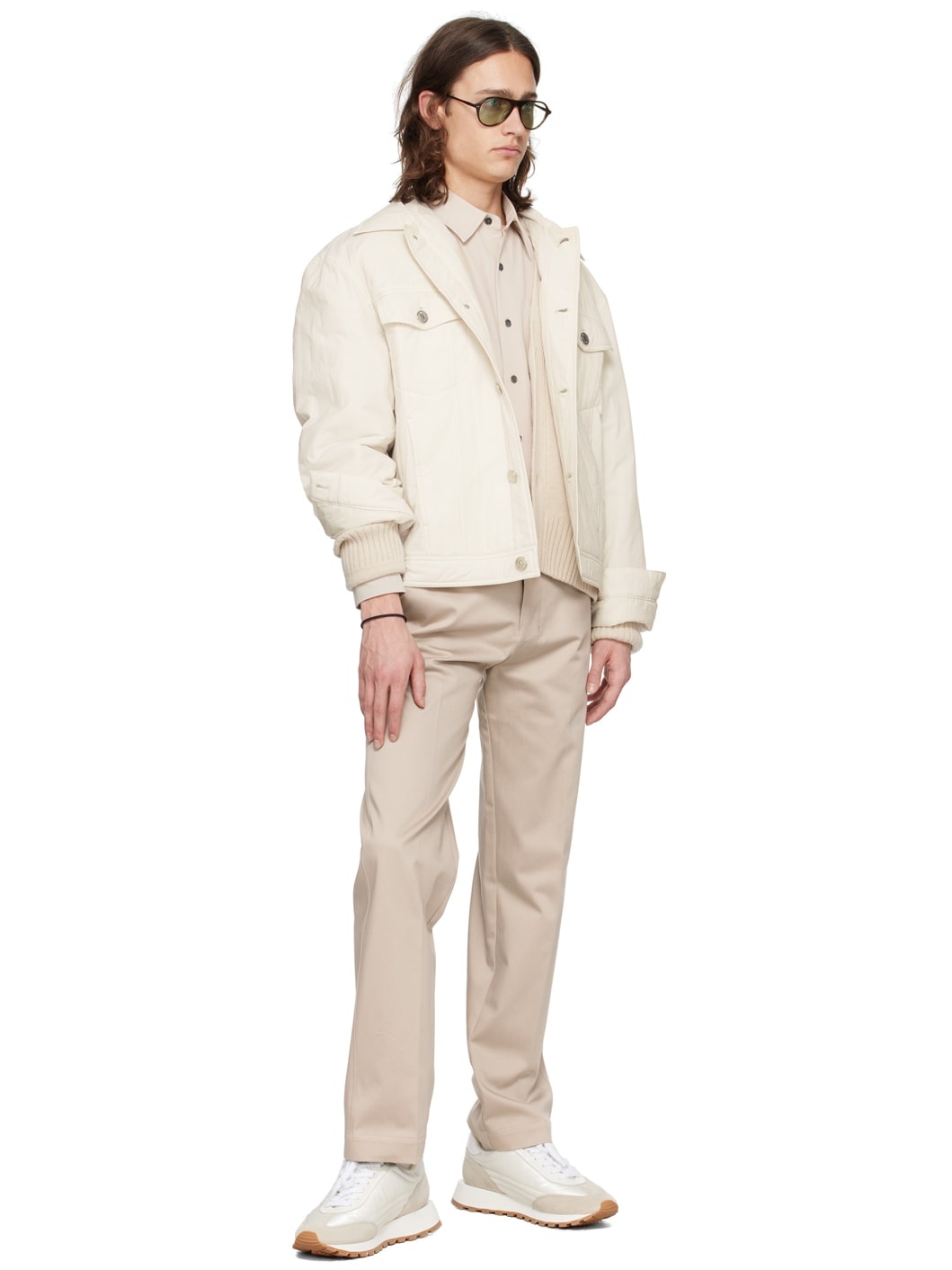 Beige Button-Fly Trousers - 4