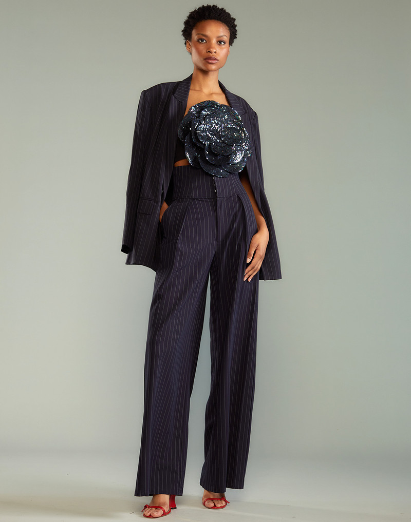 Pinstripe Corset Waist Pants 1