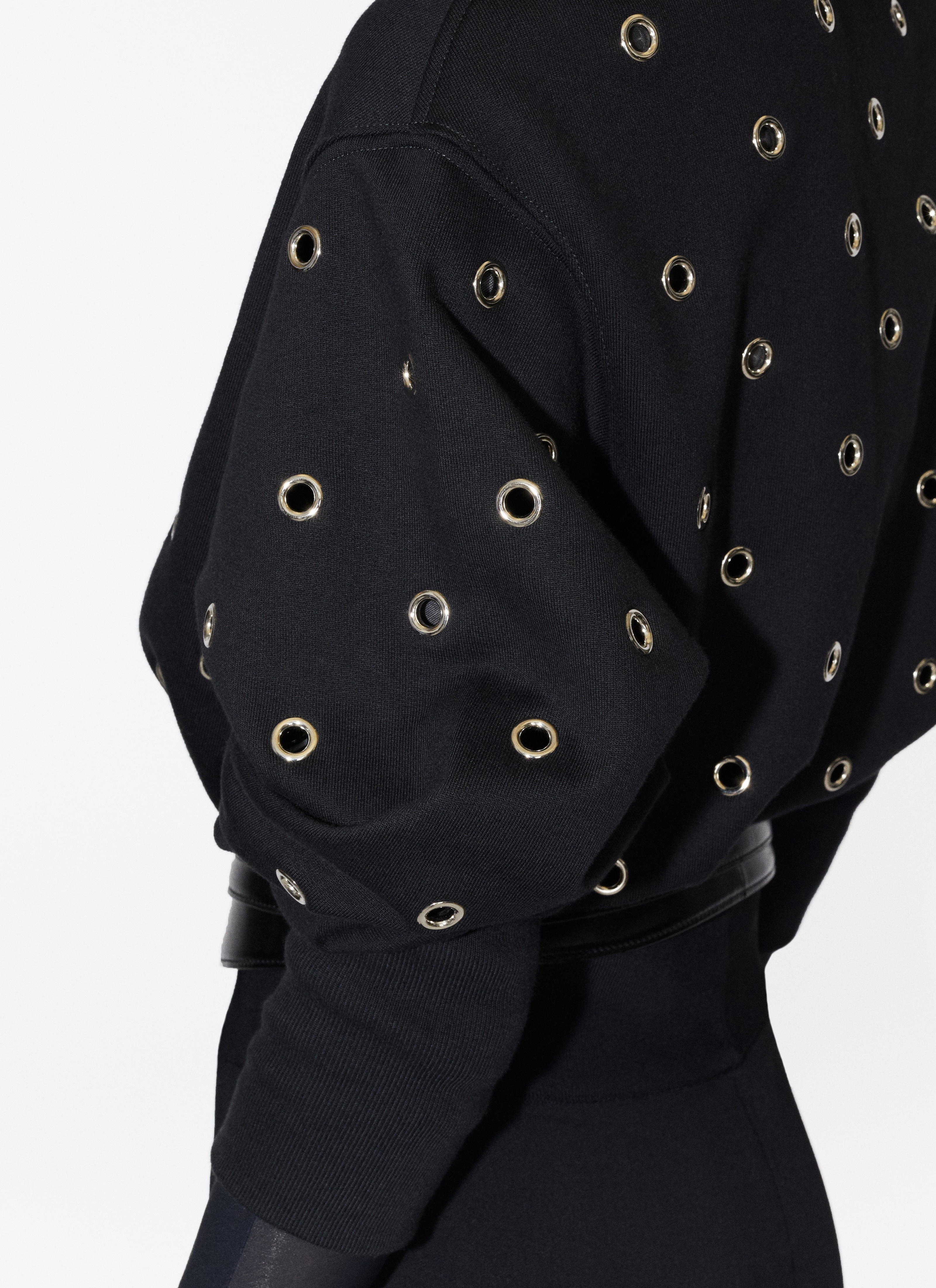 EYELET FLEECE HOODIE - 5