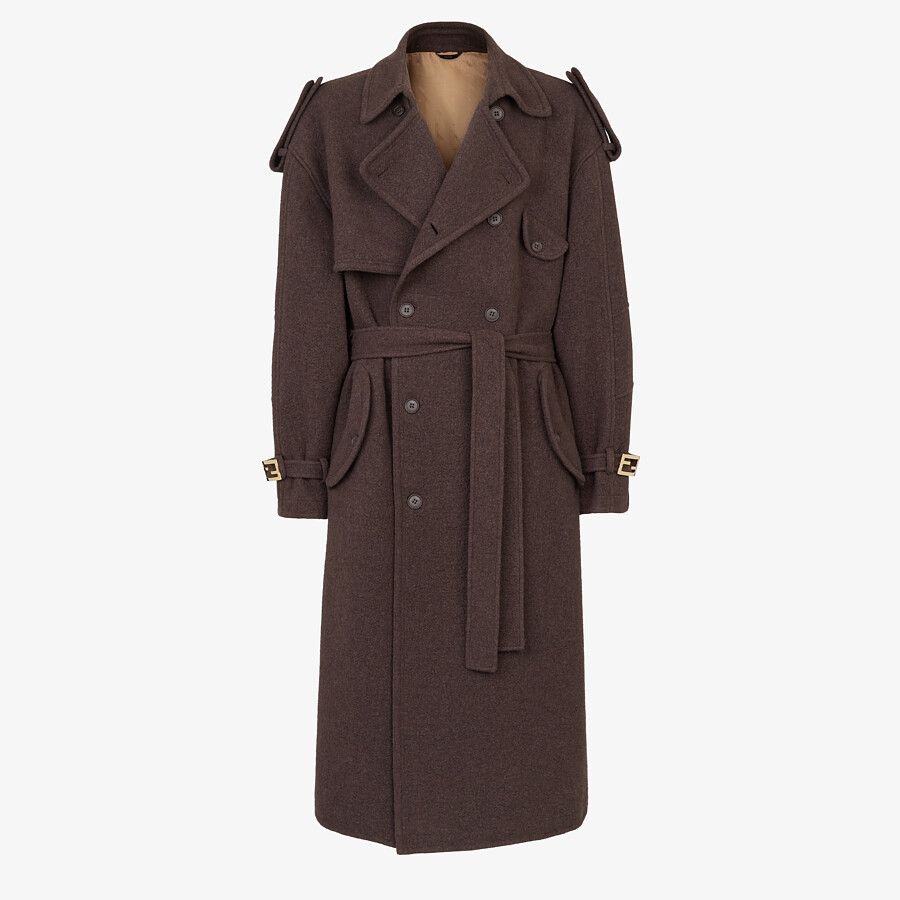 Brown cashmere trench coat - 1