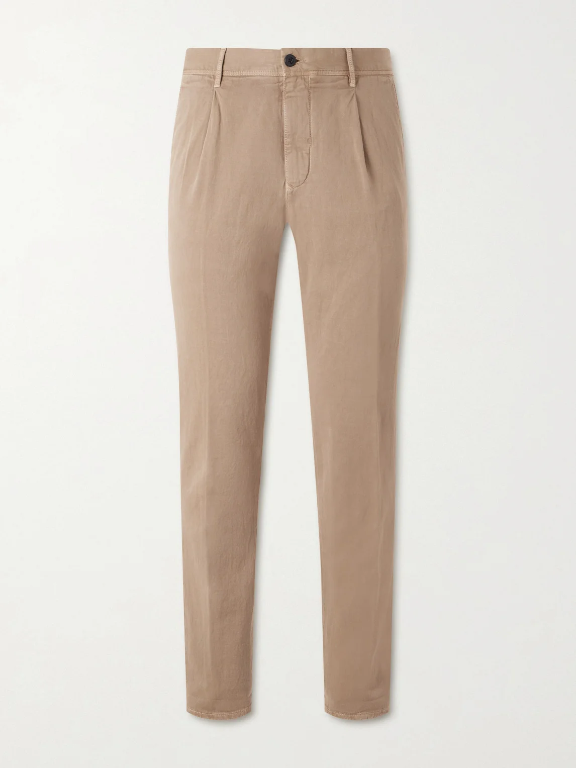 Tapered Pleated Cotton-Blend Gabardine Trousers - 1