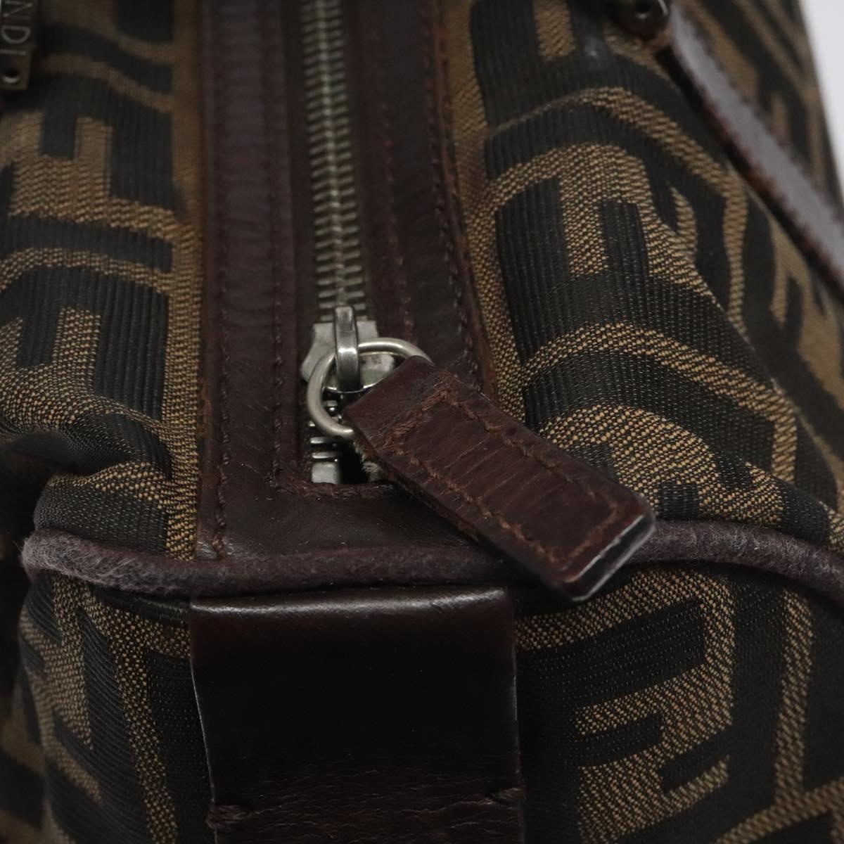 FENDI Zucca Canvas Hand Bag Brown Black - 15