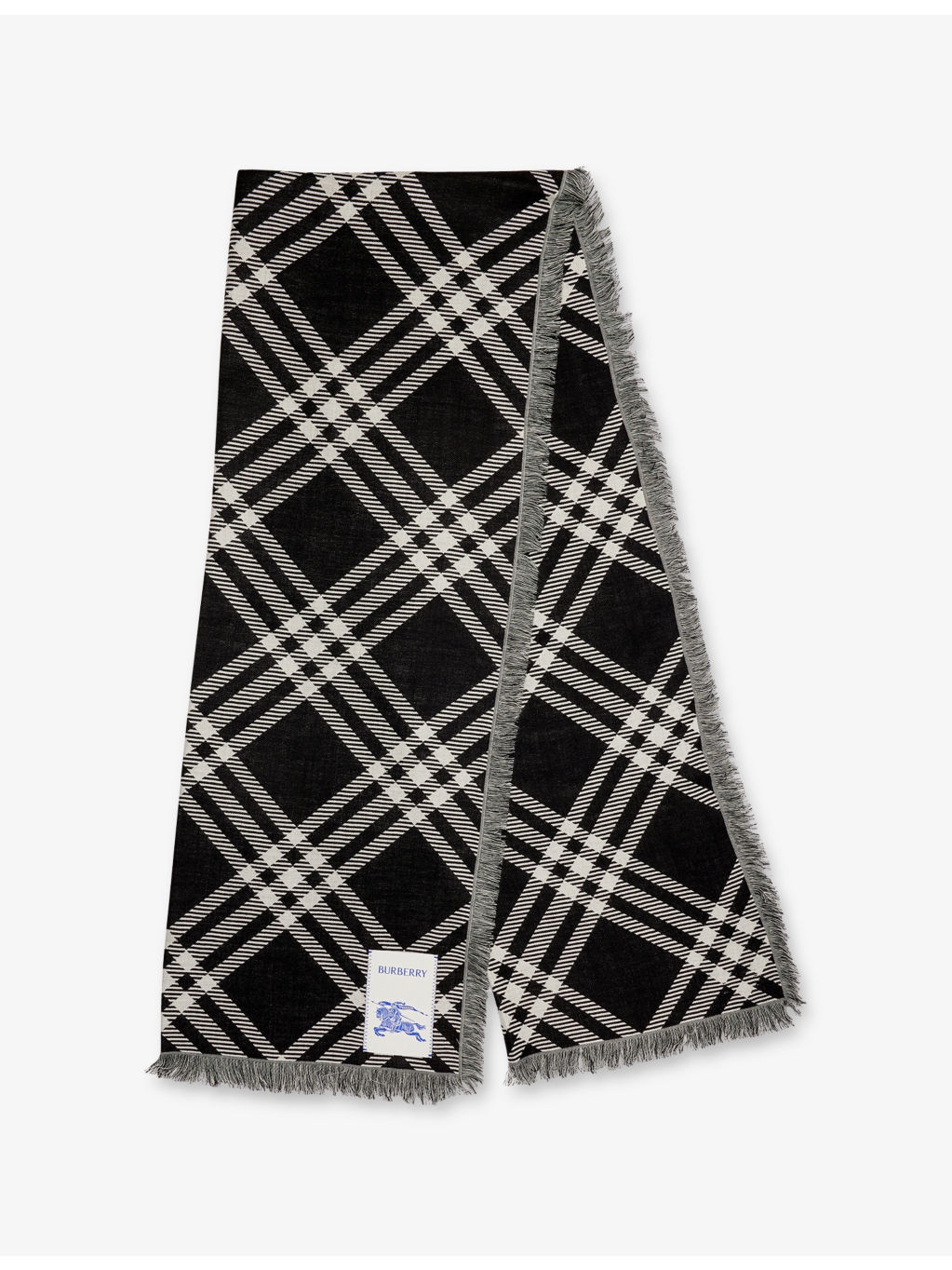 Wide Check Wool-Silk Scarf - 1