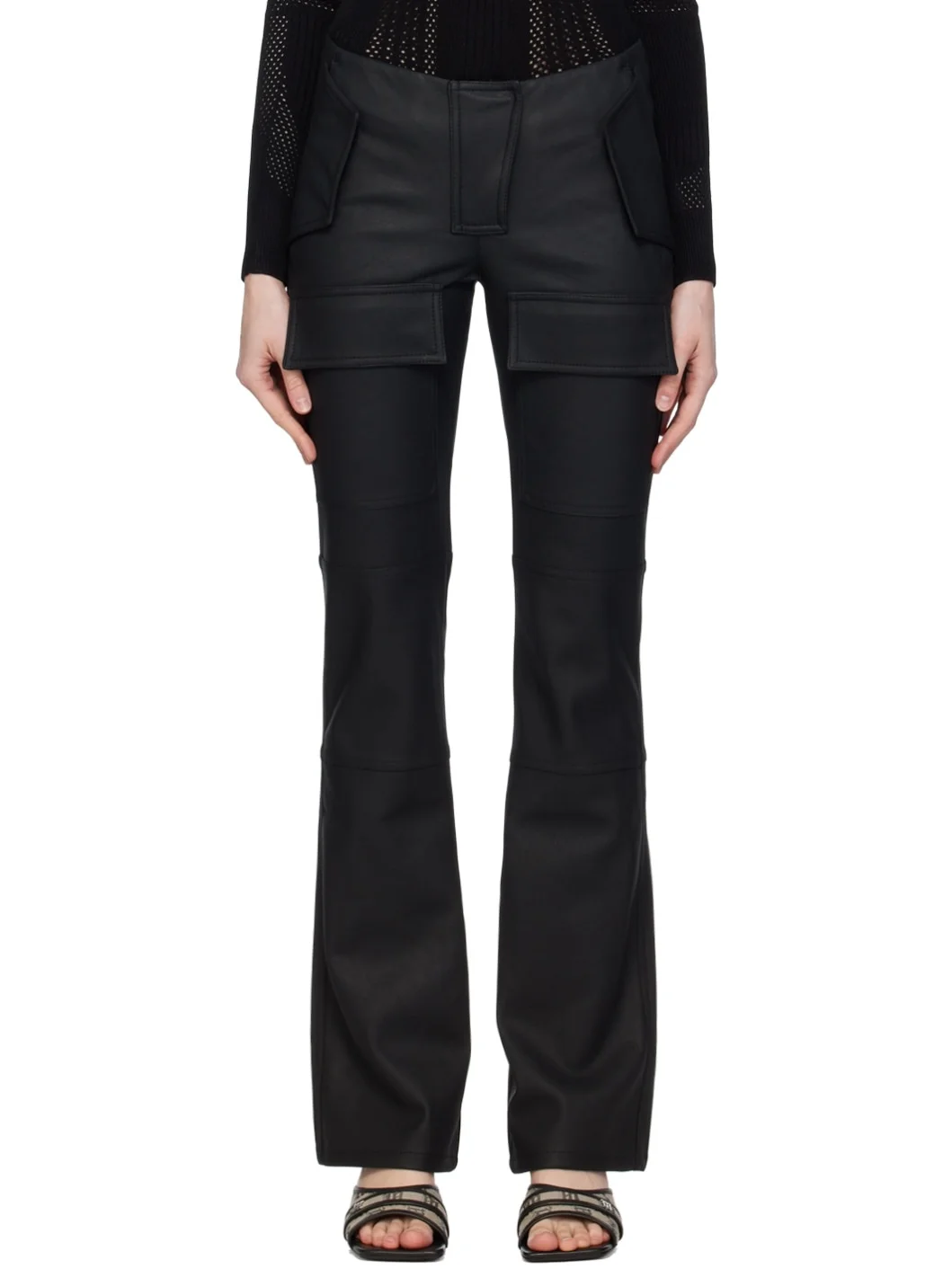 Black Moto Faux-Leather Trousers - 1