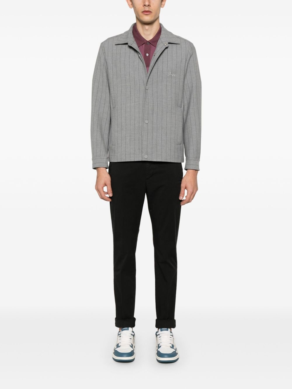 striped shirt jacket - 2
