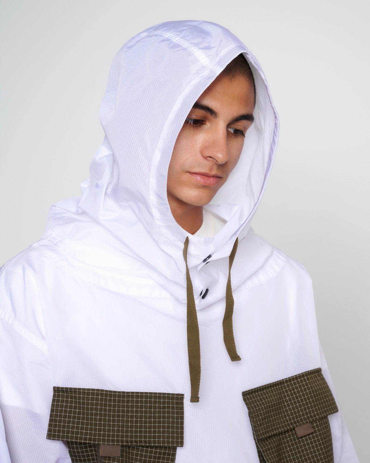 Translucent Military Smock Jacket - White - 8