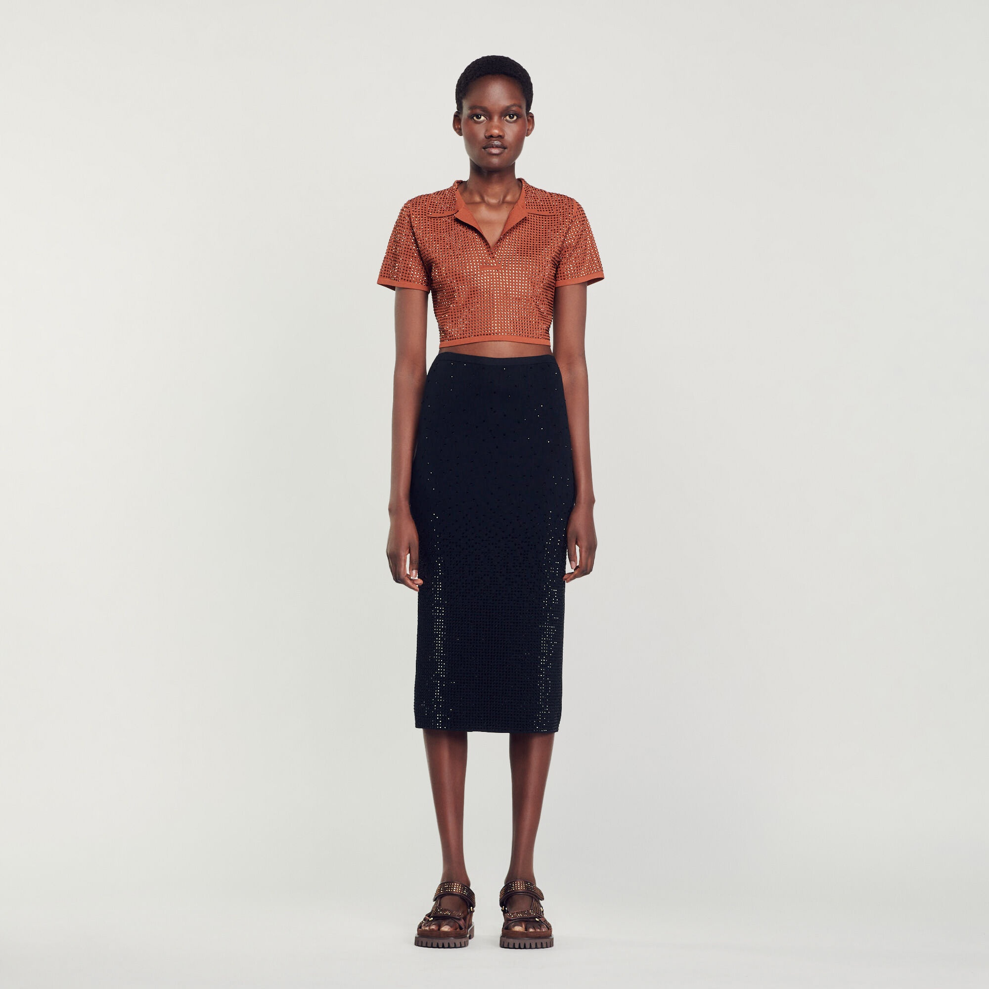 RHINESTONE-EMBELLISHED MIDI SKIRT - 3