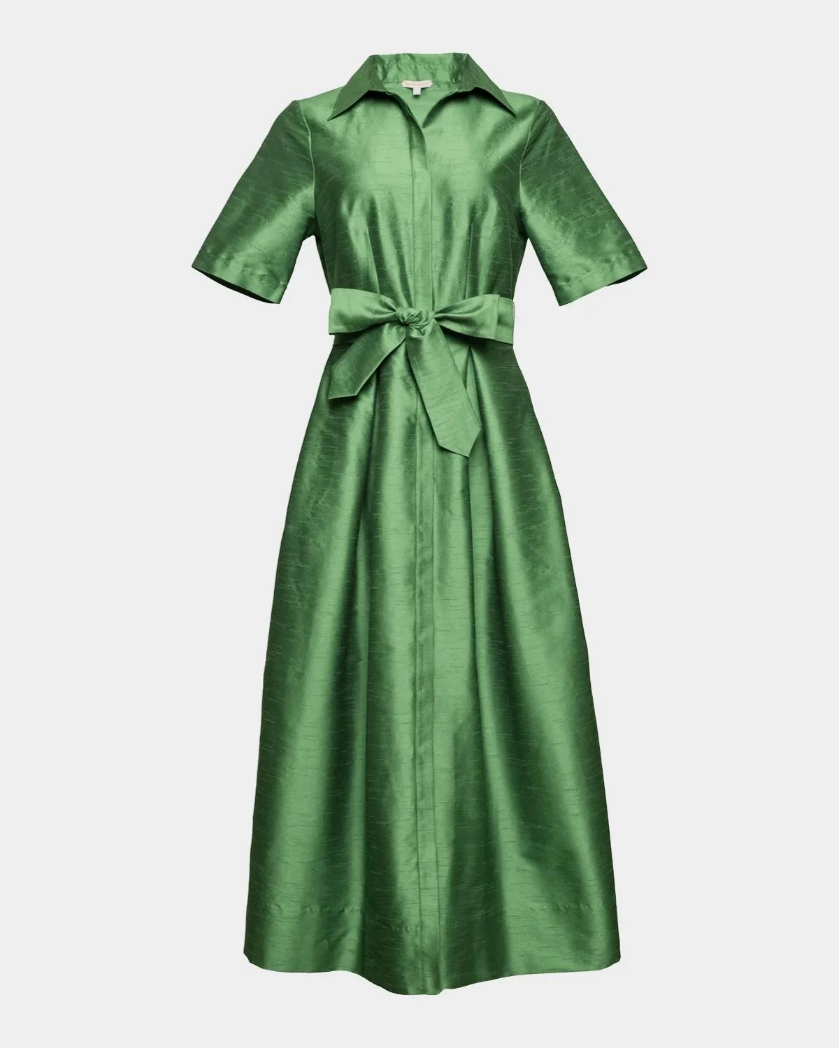 Bella Pleated Silk Dupioni Maxi Shirtdress - 1
