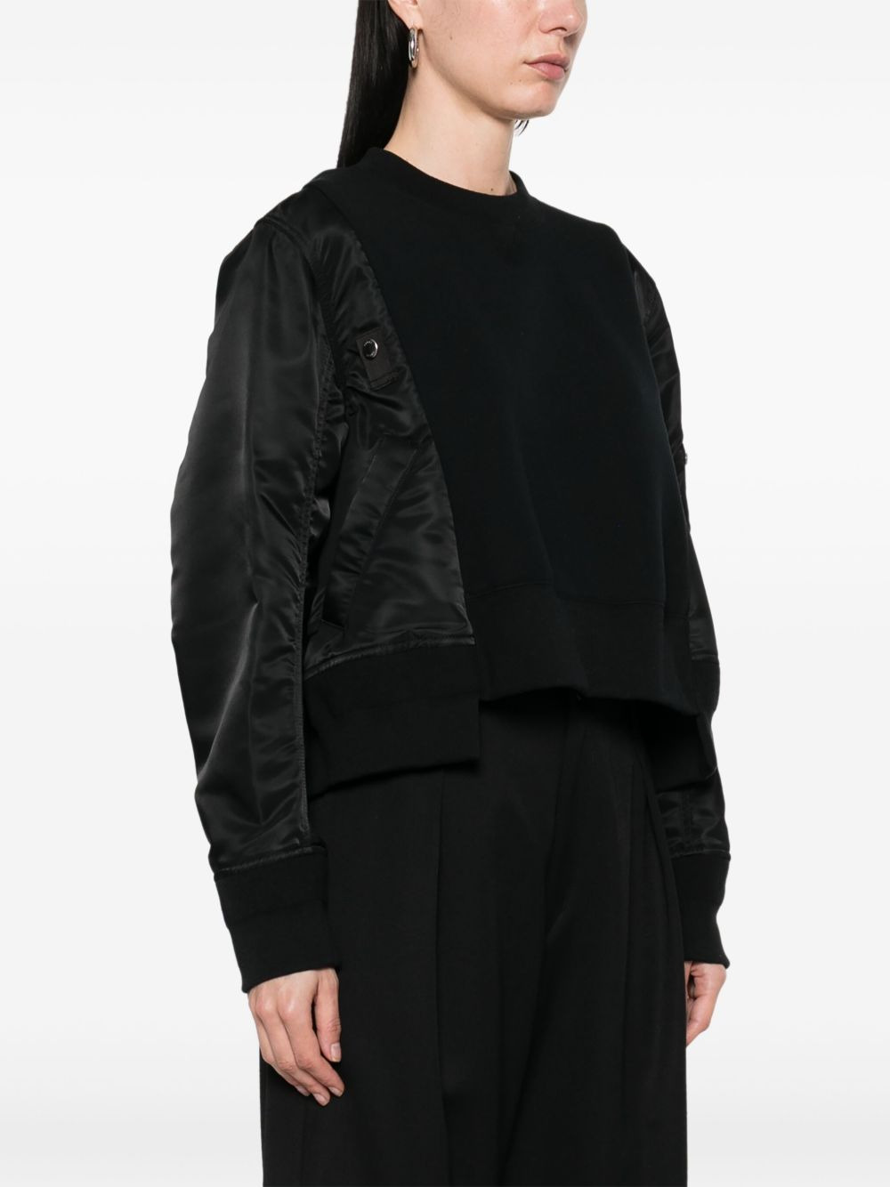 Sacai Women Cotton And Nylon Crewneck Sweater - 2